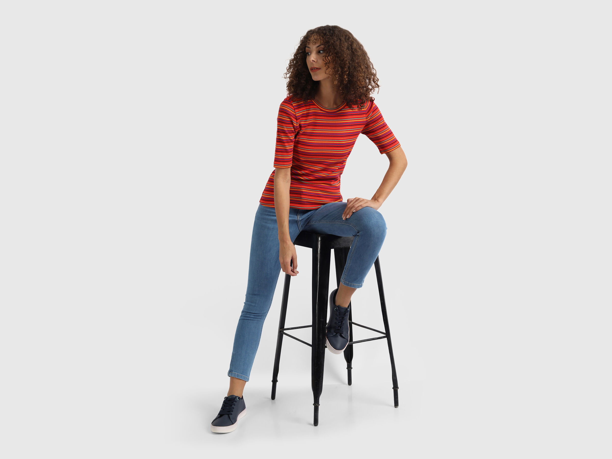 Rib Stripe Top with Shoulder Butin image number 4
